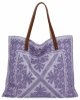 Włoska Torebka Shopper bag w Modne Wzory 5887 Jasno Fioletowa